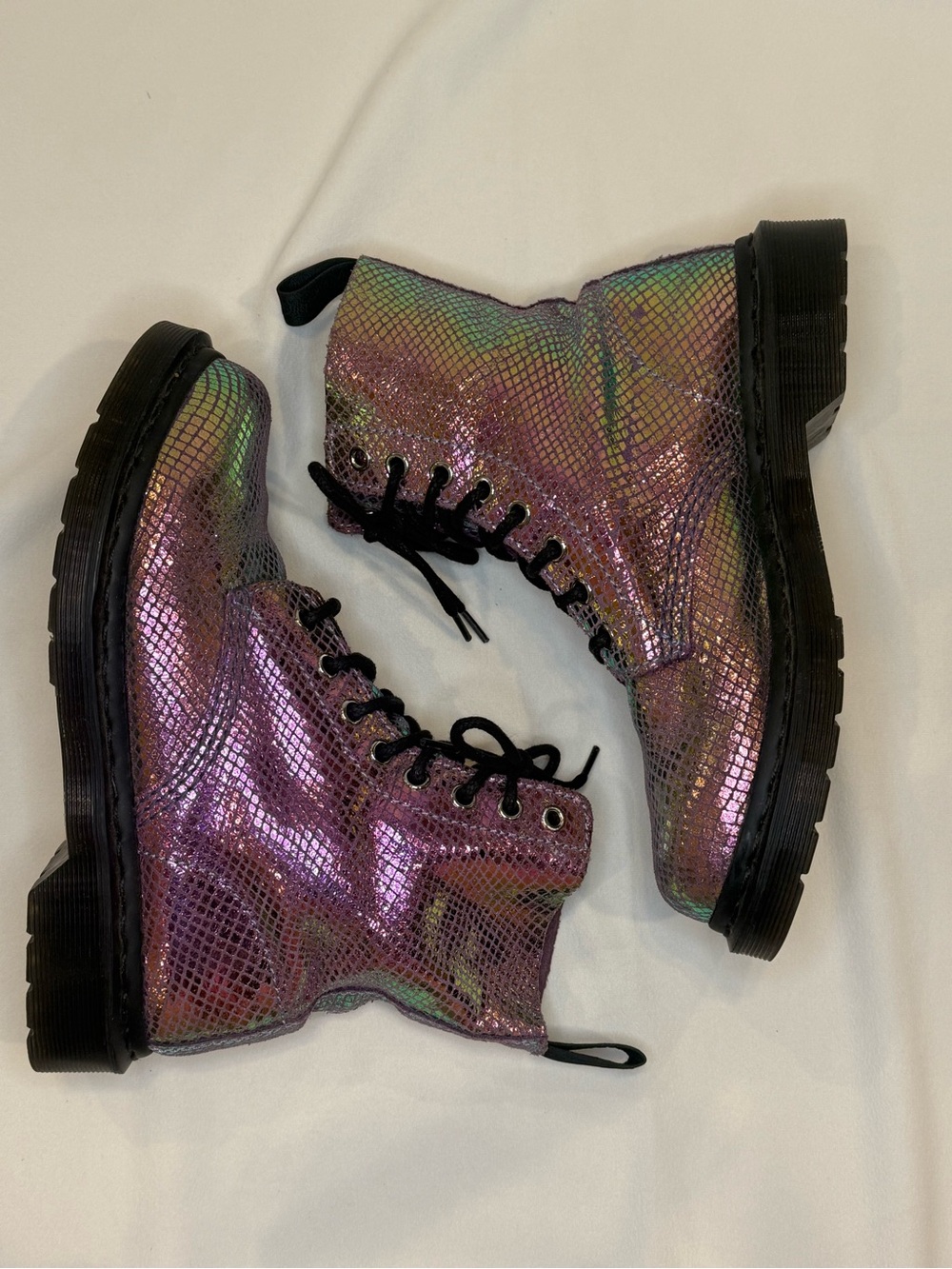 Dr. Martens 1460 Pascal Snake Metallic Suede Iridescent Combat Boot Sz 7 - Picture 7 of 16